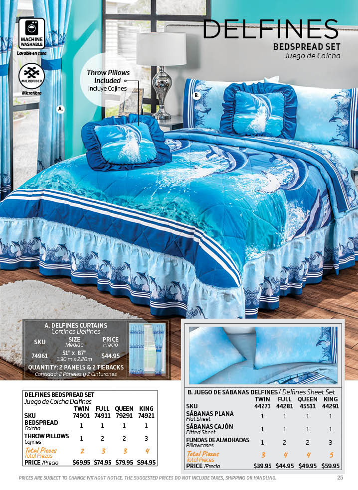 Set of three pieces to cover and decorate the bed. Dolphin quilt set