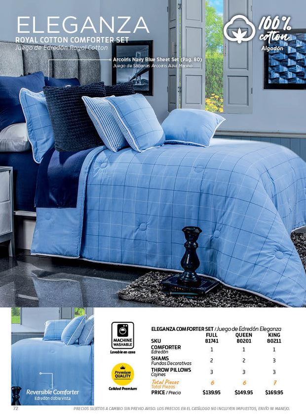 Set of 6 pieces in  100% cotton. Set of bed covers and cushions.