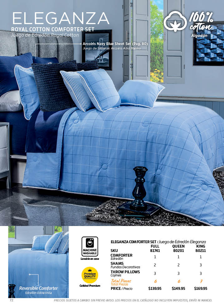 Set of 6 pieces in  100% cotton. Set of bed covers and cushions.