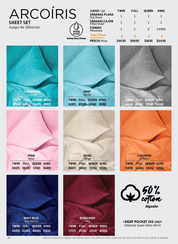 sheet set 50% cotton